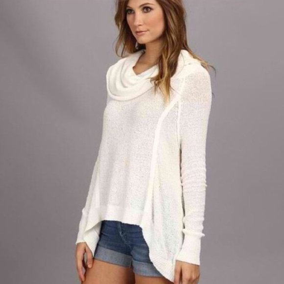Free People Ivory Slouchy Cowl Pullover Sweater - Picture 6 of 16